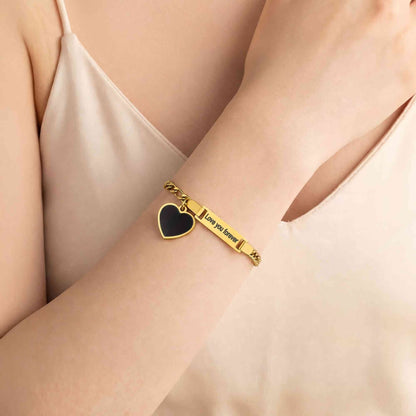 Personalized Heat-Activated Heart Charm Hidden Photo Bracelet with Engraved Text