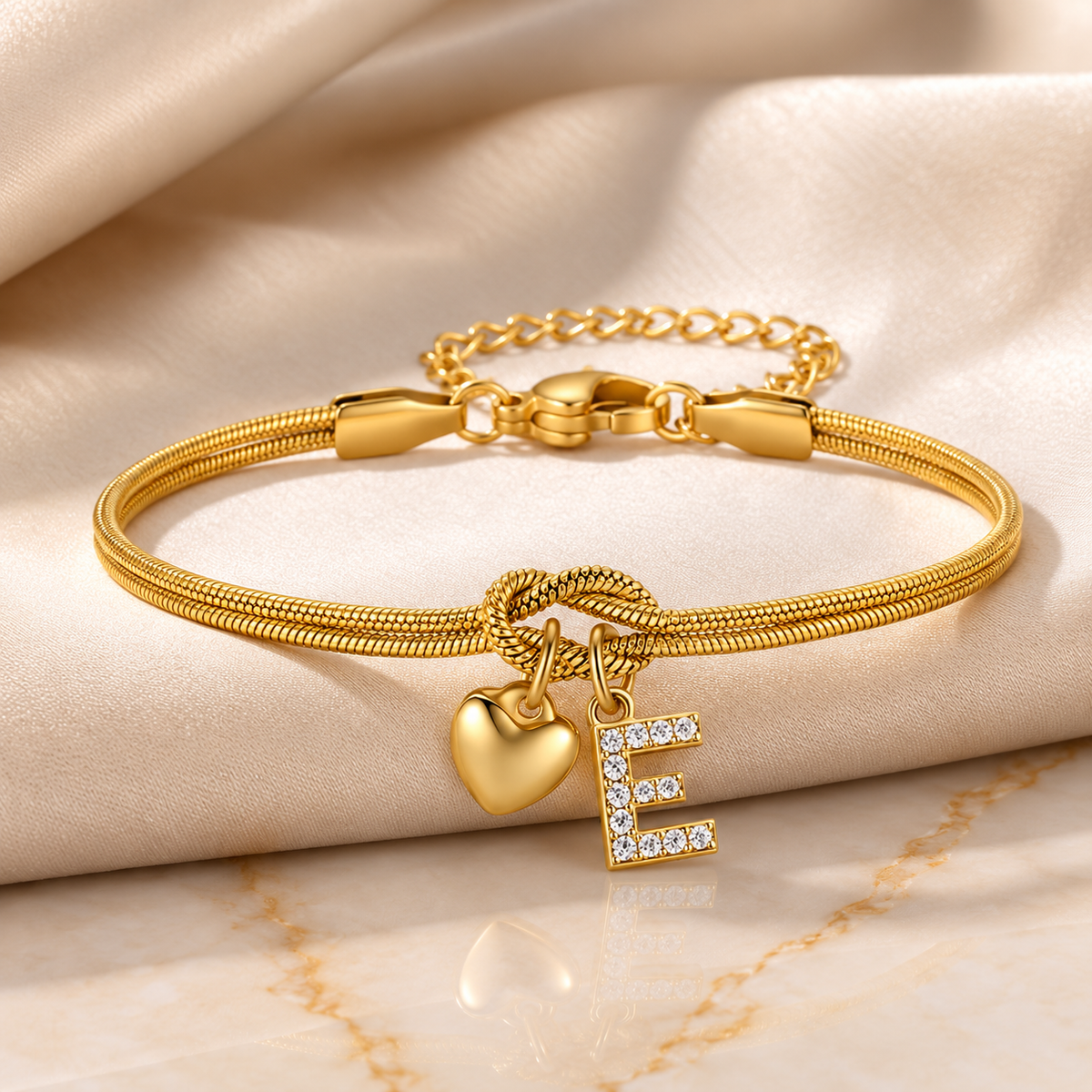 Love Knot Initial Bracelet