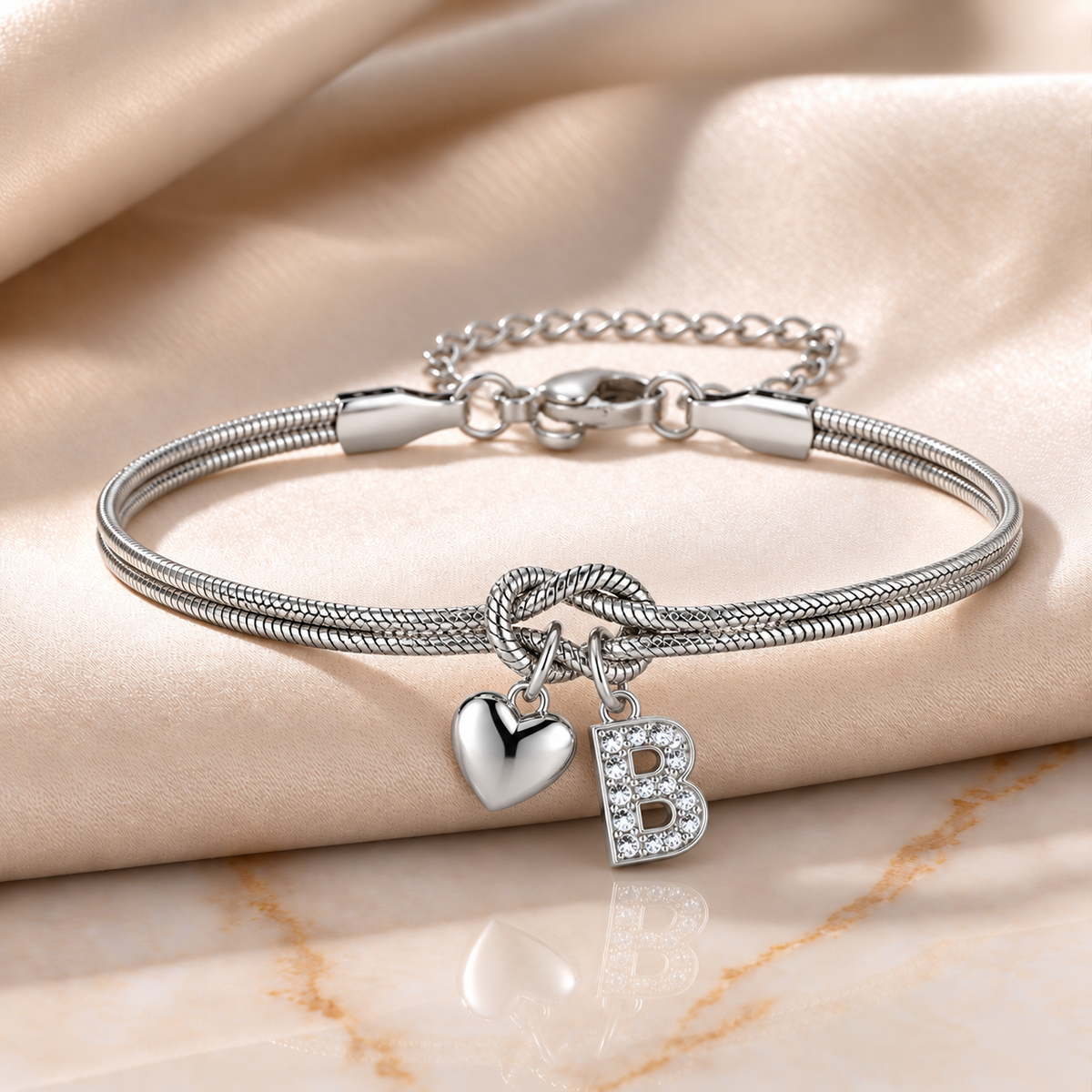 Love Knot Initial Bracelet