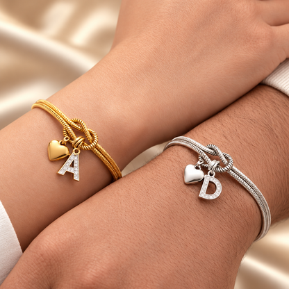 Love Knot Initial Bracelet