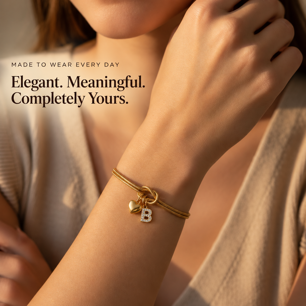 Love Knot Initial Bracelet