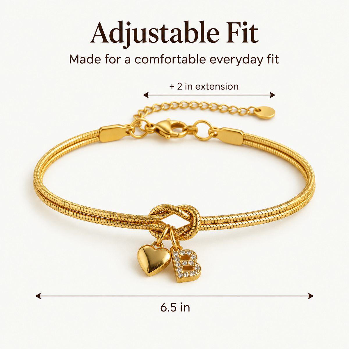 Love Knot Initial Bracelet