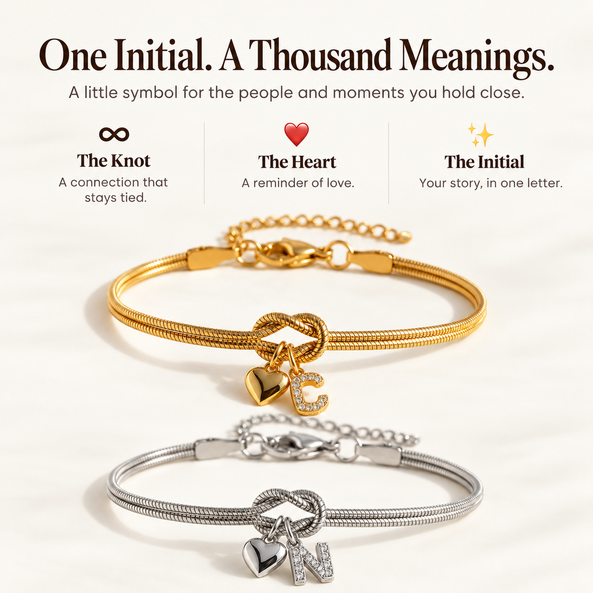 Love Knot Initial Bracelet