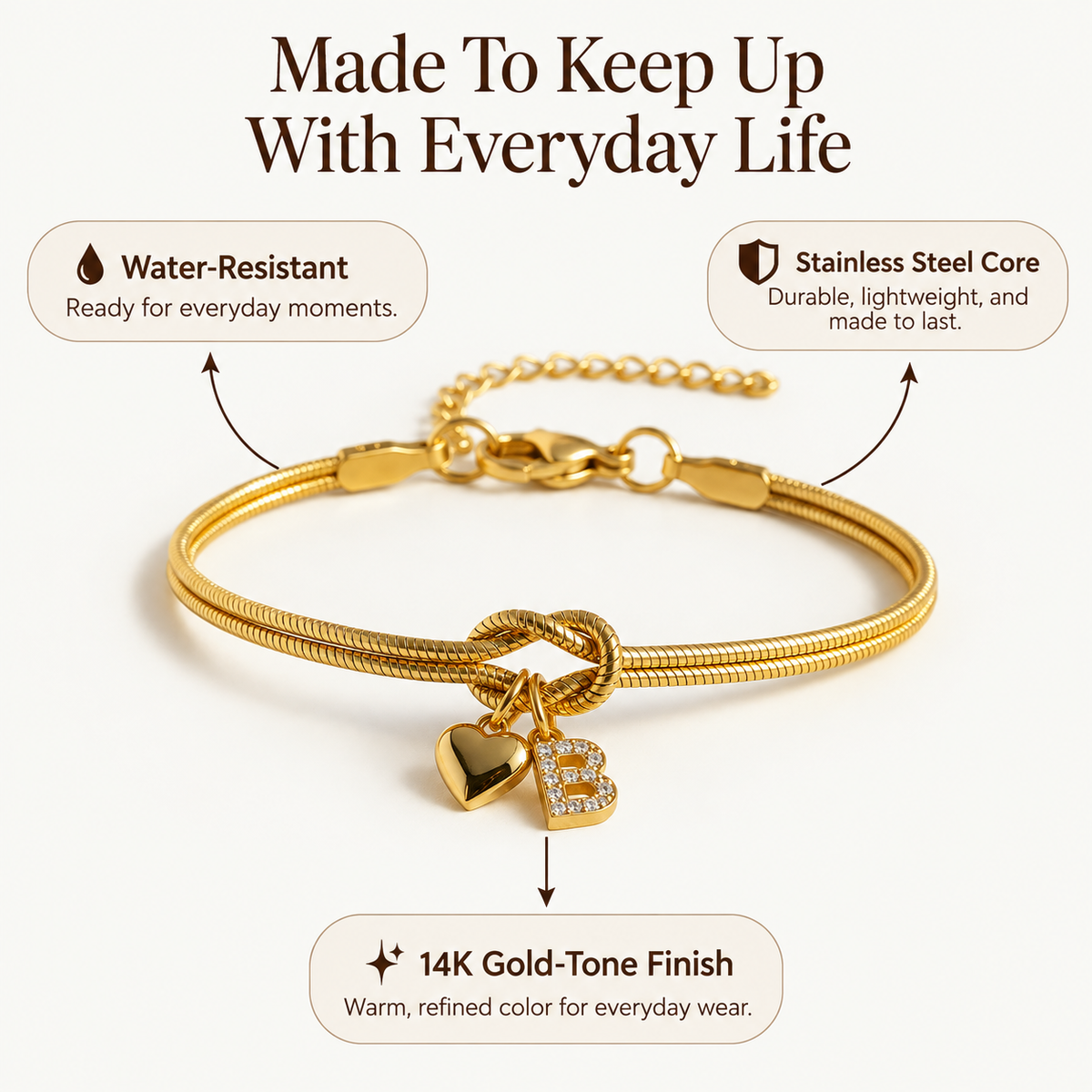 Love Knot Initial Bracelet