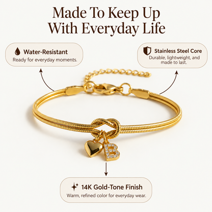Love Knot Initial Bracelet