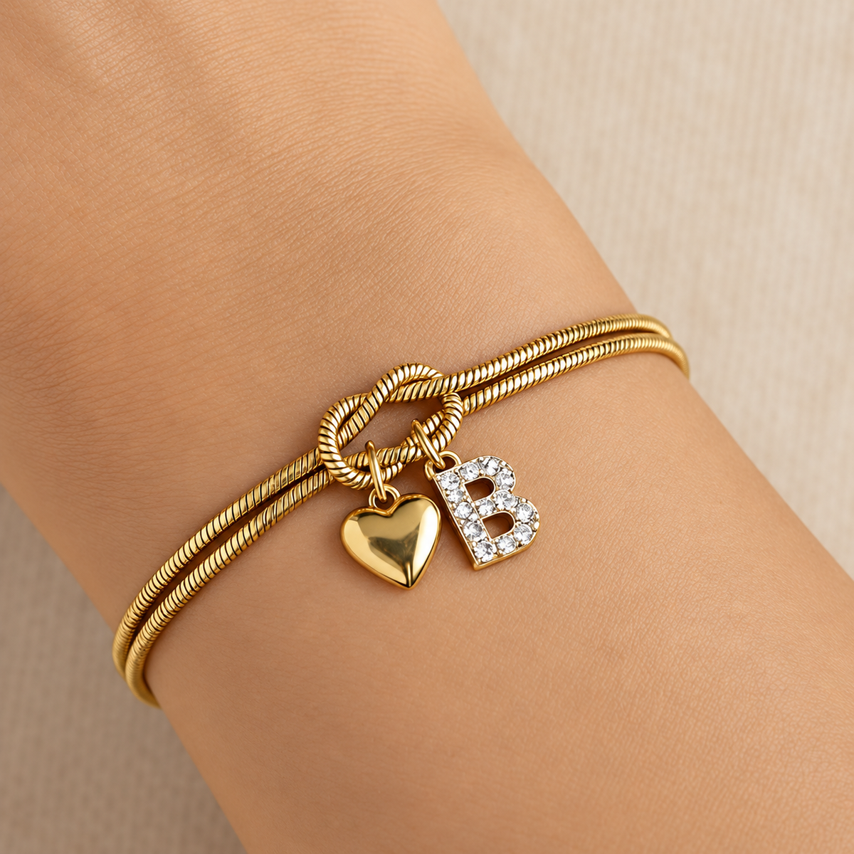 Love Knot Initial Bracelet