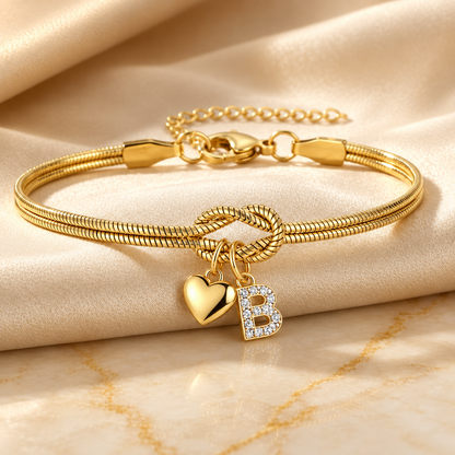 Love Knot Initial Bracelet