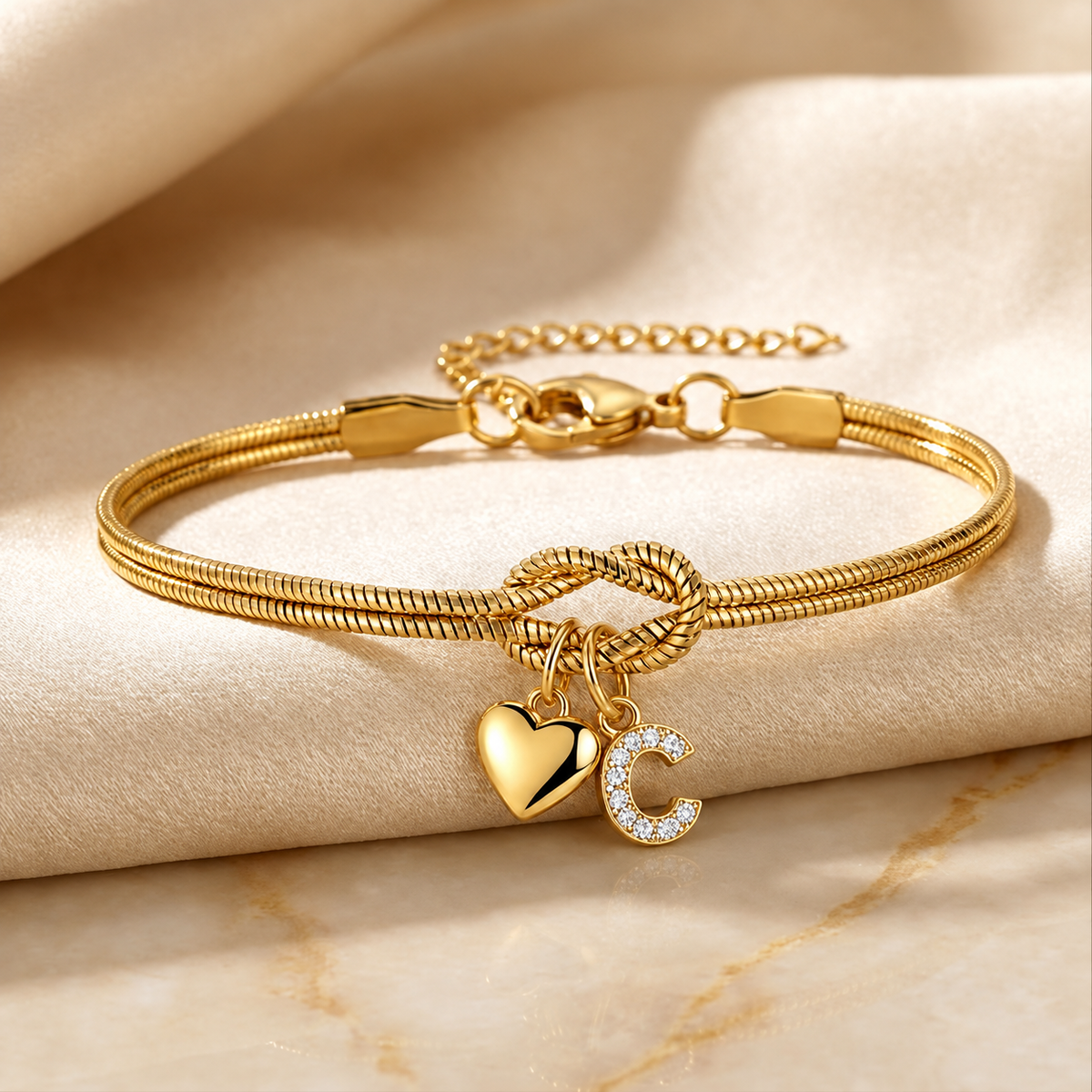 Love Knot Initial Bracelet