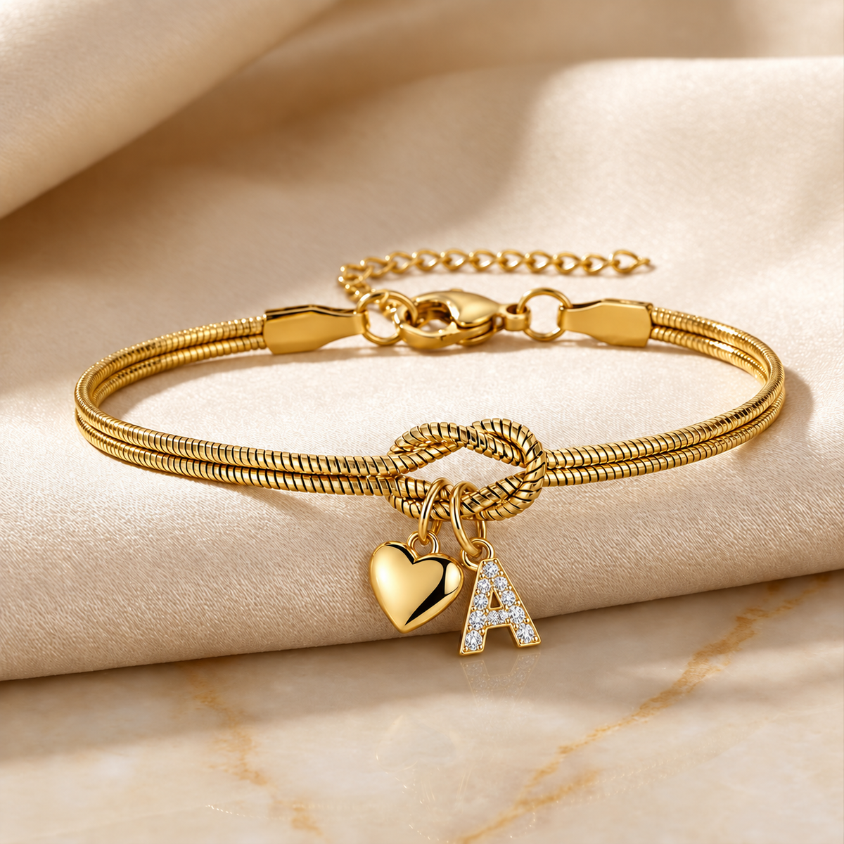 Love Knot Initial Bracelet