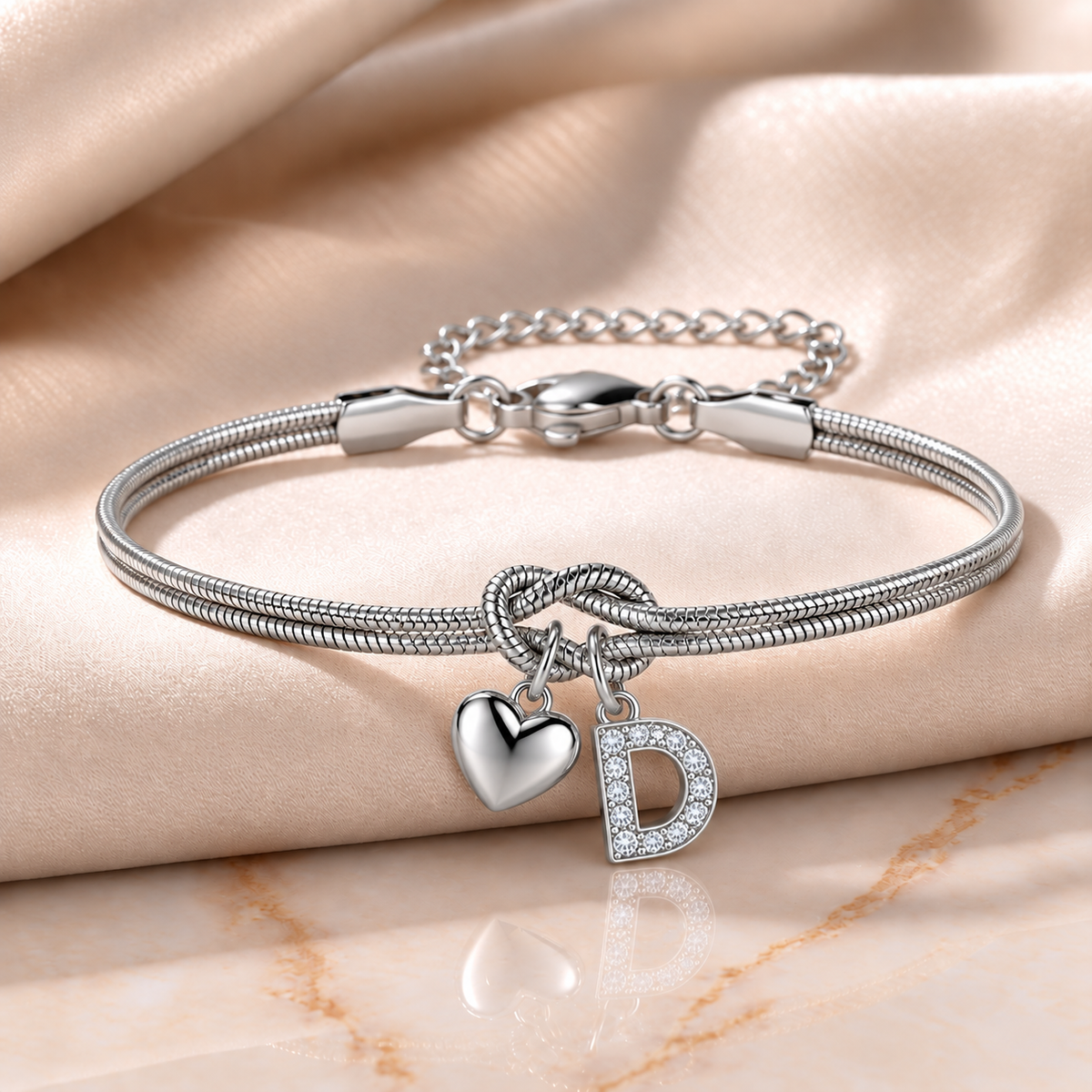 Love Knot Initial Bracelet