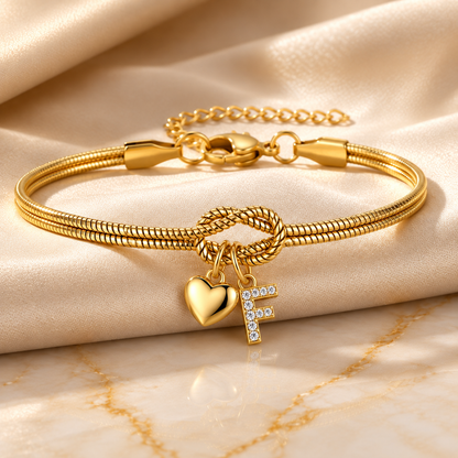 Love Knot Initial Bracelet