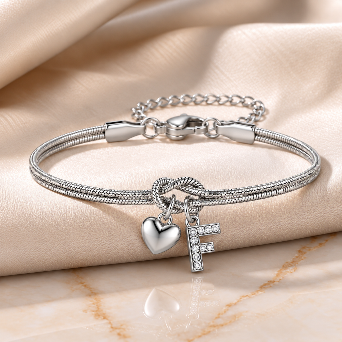 Love Knot Initial Bracelet