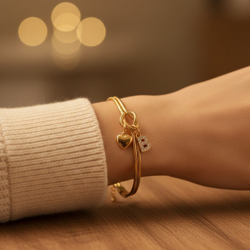 Love Knot Initial Bracelet