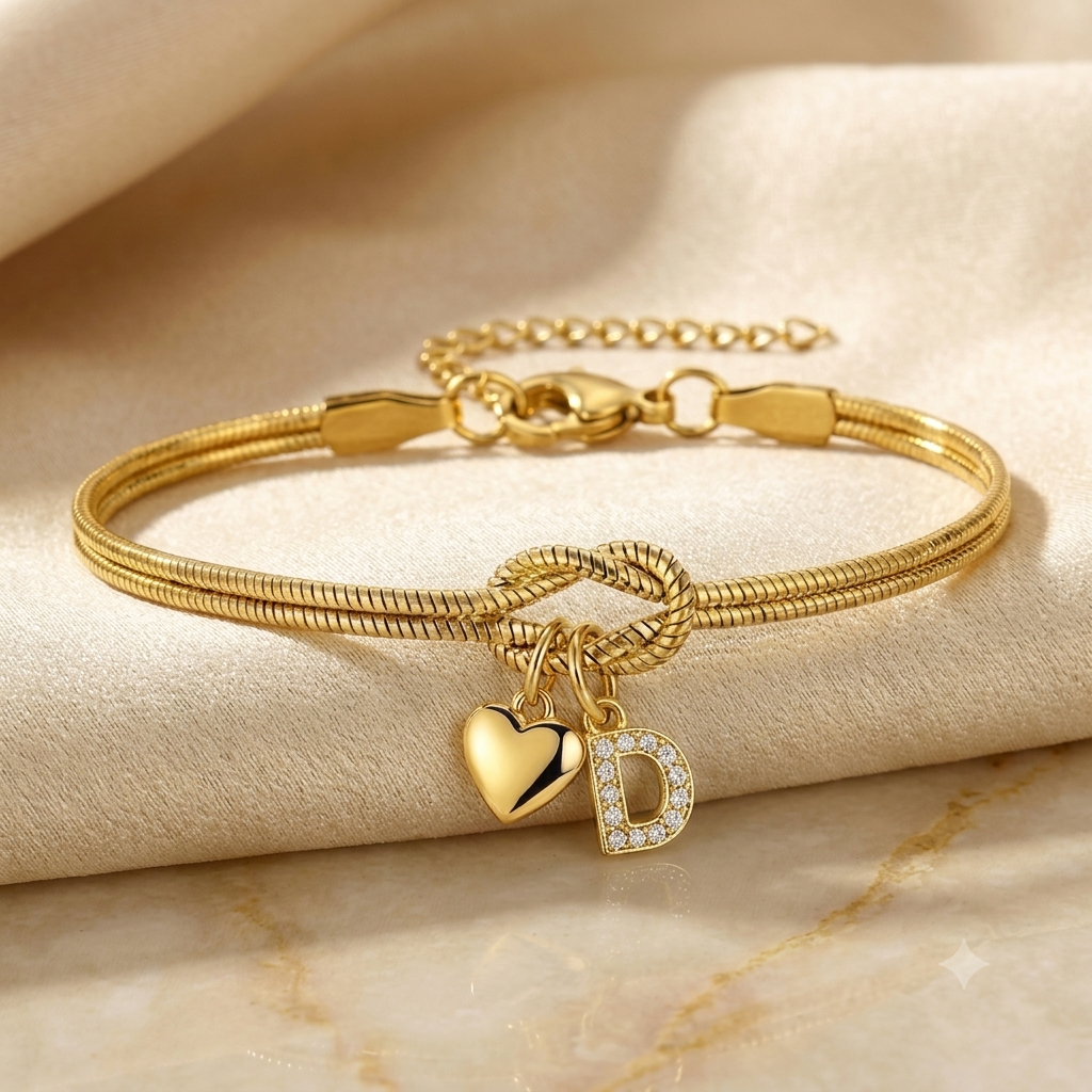 Love Knot Initial Bracelet