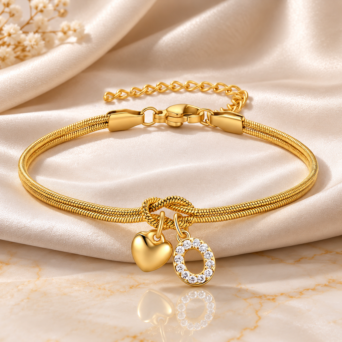 Love Knot Initial Bracelet