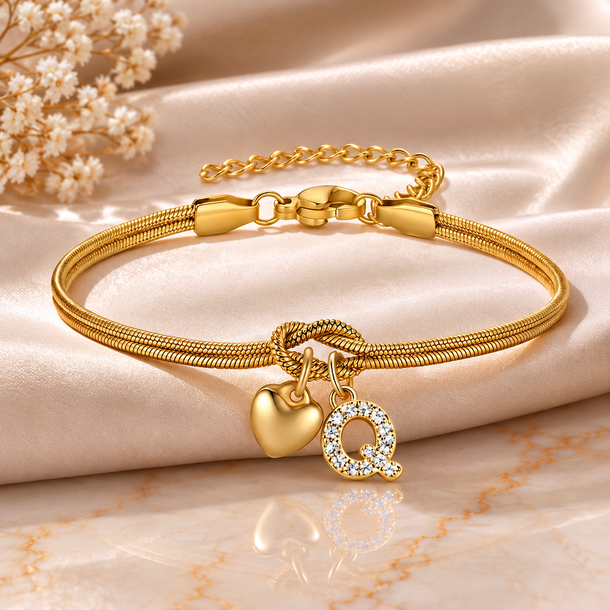 Love Knot Initial Bracelet