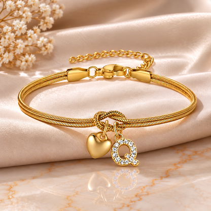 Love Knot Initial Bracelet