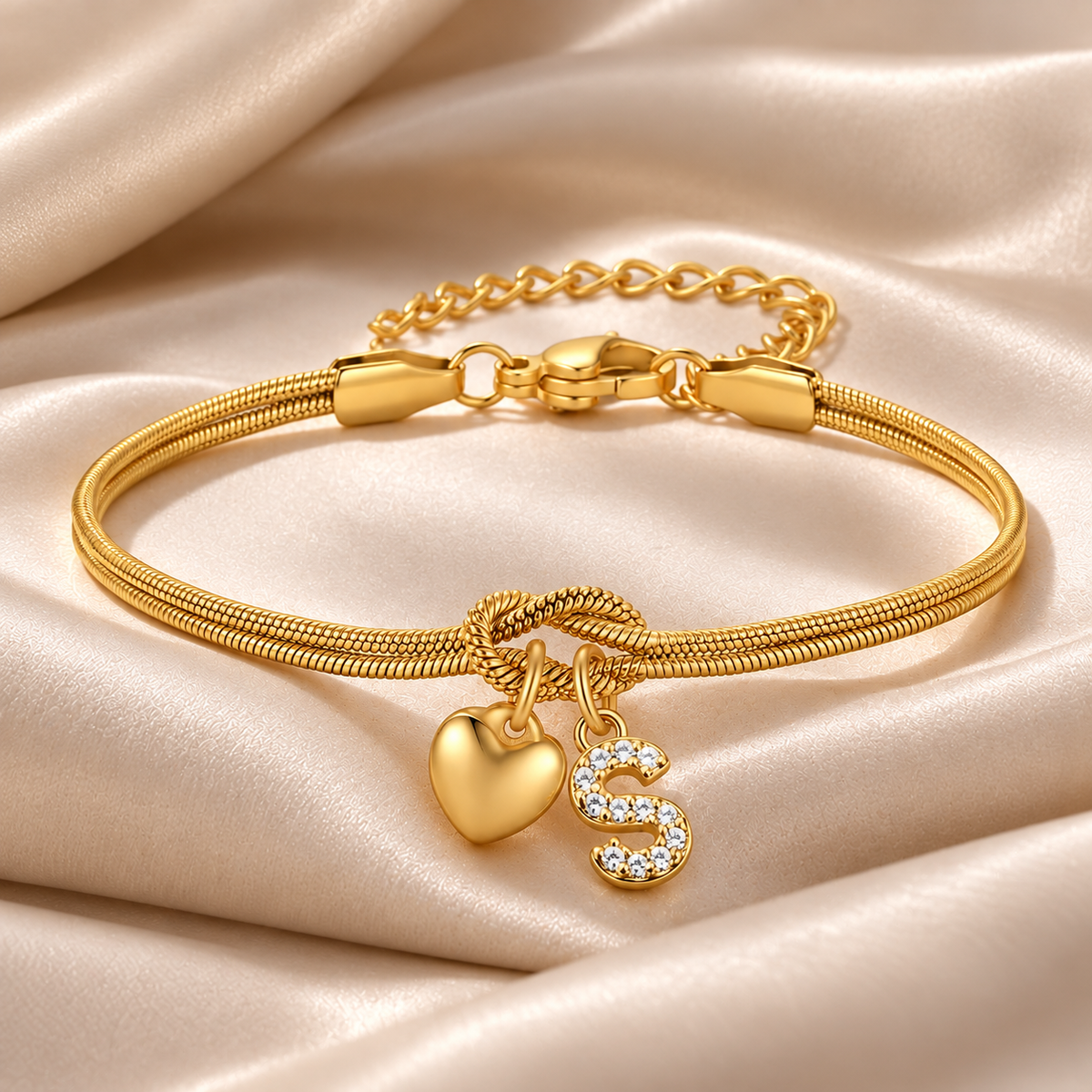 Love Knot Initial Bracelet